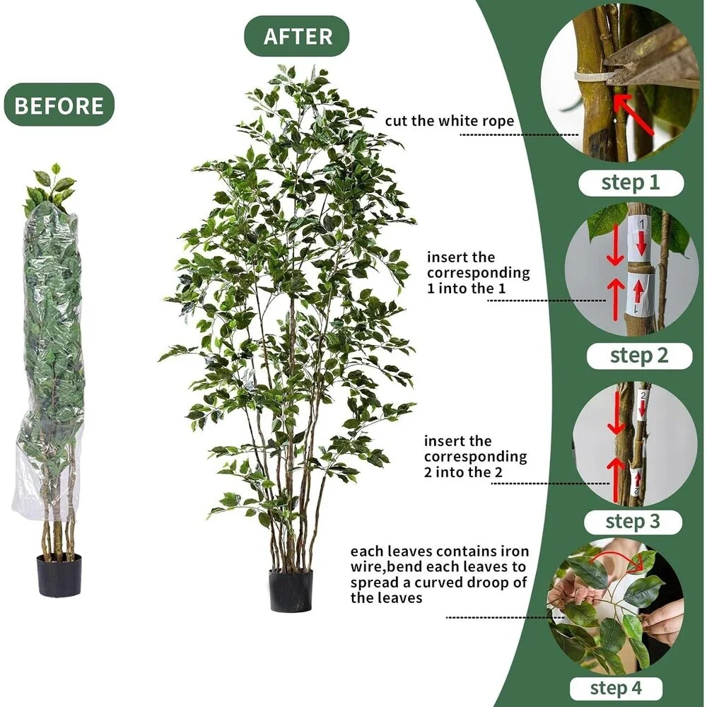Bailikang Artificial Ficus Tree 5FT Large Faux Potted Plant Indoor New Box